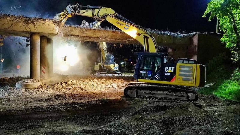 Démolition du pont Frankenthal sur la route nationale B 9